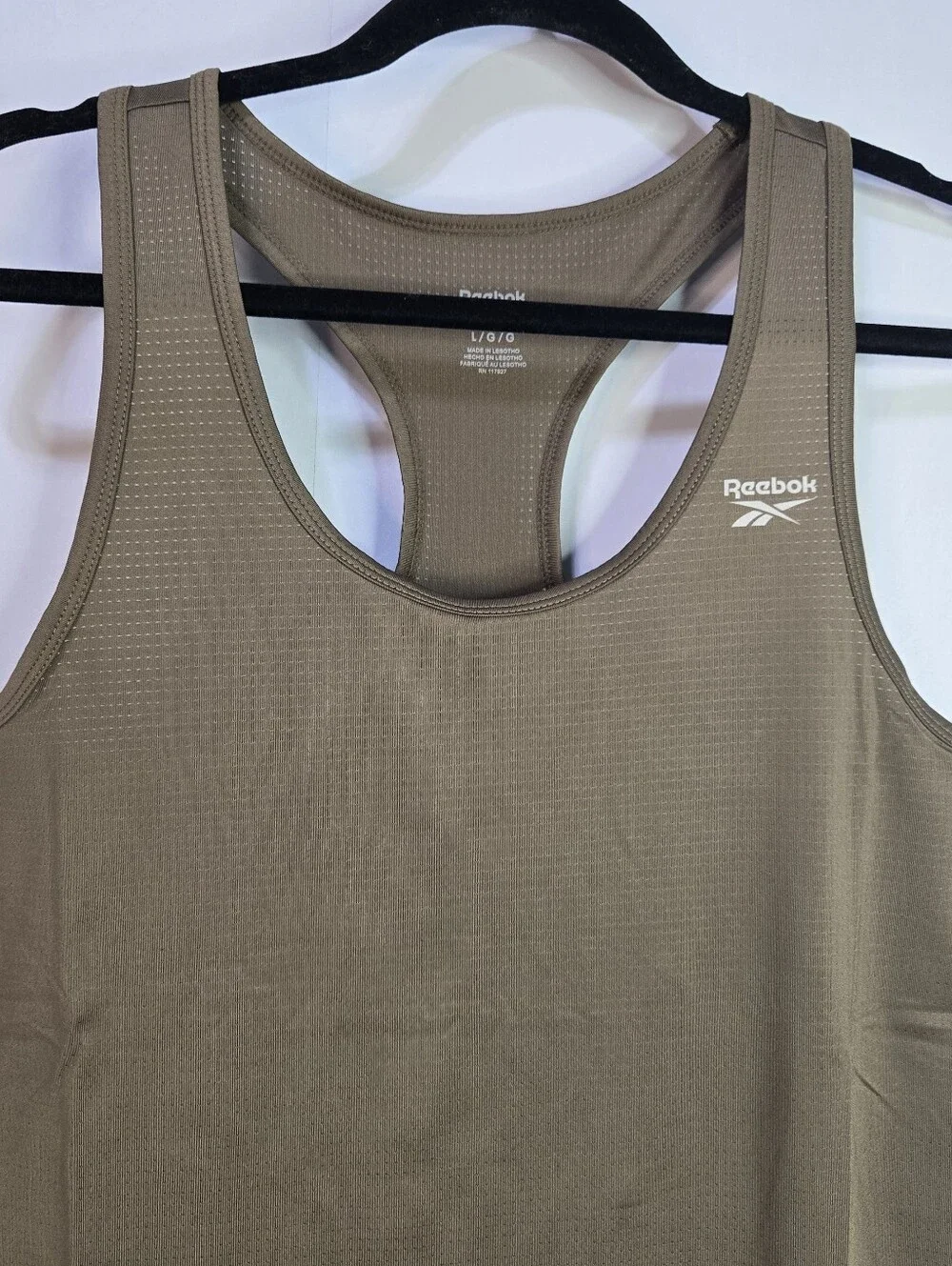 Reebok Women Athletic Stretch Mesh Singlet Tank Top Slim Fit In Trek Grey NWT